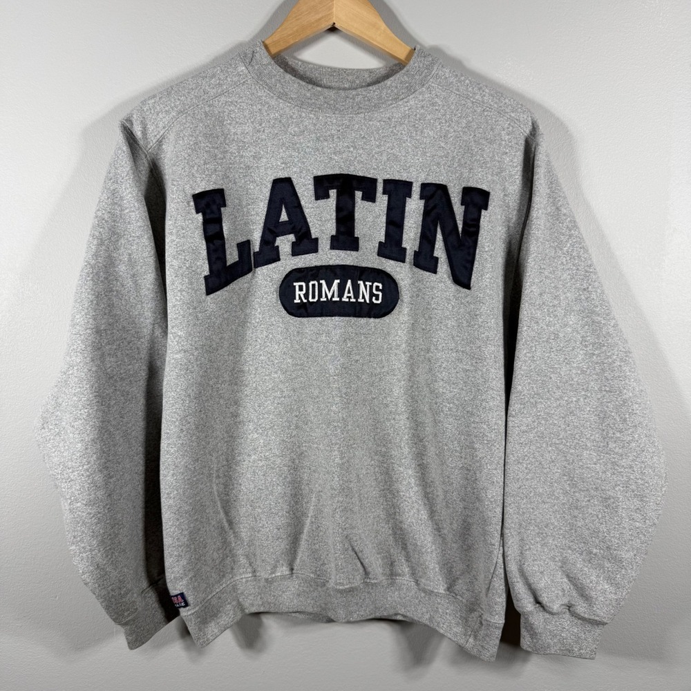 The Cotton Exchange Vintage Latin Romans Graphic Sweatshirt Gray S